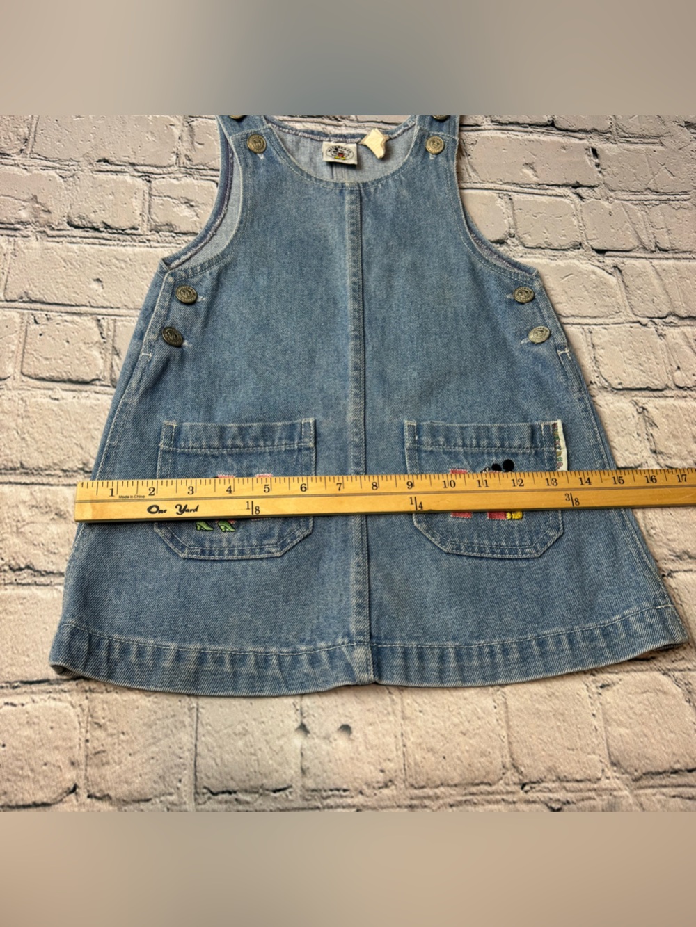 Vintage Disney Denim Overall Dress Minnie & Mickey Pocket Embroidery Size 4 - Picture 8 of 8